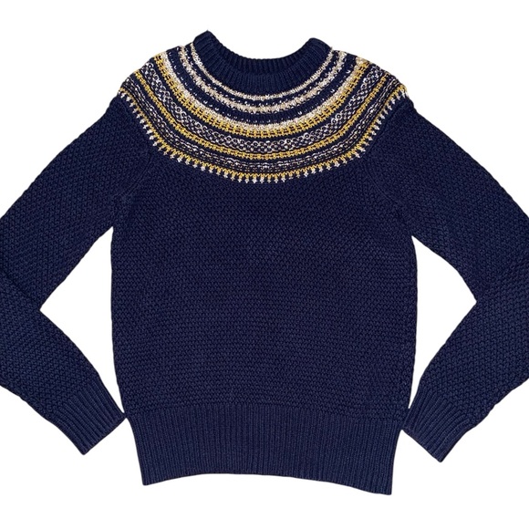 J. Crew X The Reeds Long Sleeve Cotton Blend Fair Isle Sweater Size Smalll - Picture 3 of 14